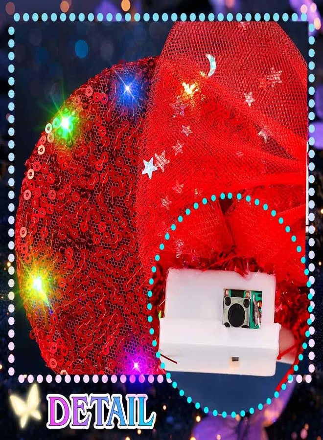 ACEDRE Light Up Mouse Ears Headband Sequin Bow Princess Crown Hair Accessories for Women (D-Red, One Size) - Image 4